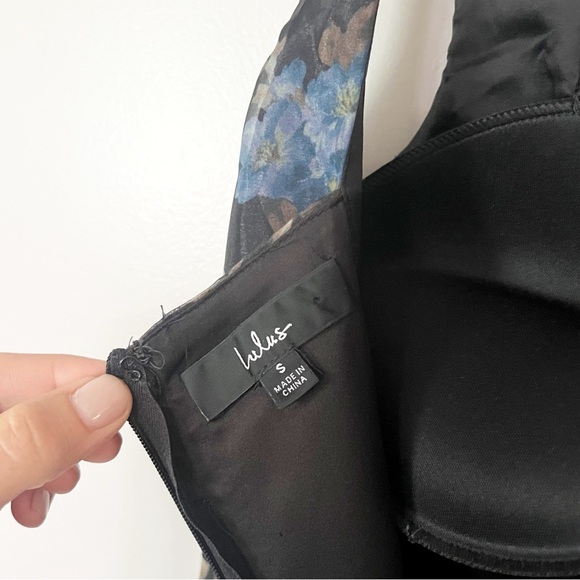 Lulus Stunning Elegance Black Floral Organza Maxi Dress Romantic Gown Small - Picture 16 of 16